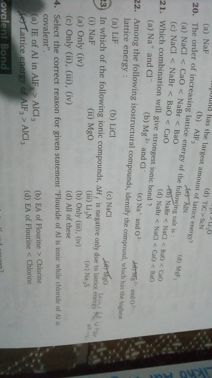 Question image for Question no 23 among the options which is correct